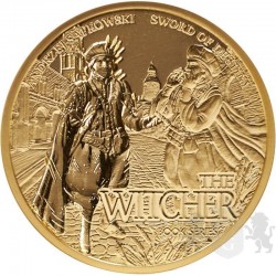 Złota moneta Wiedźmin Miecz przeznaczenia 50$