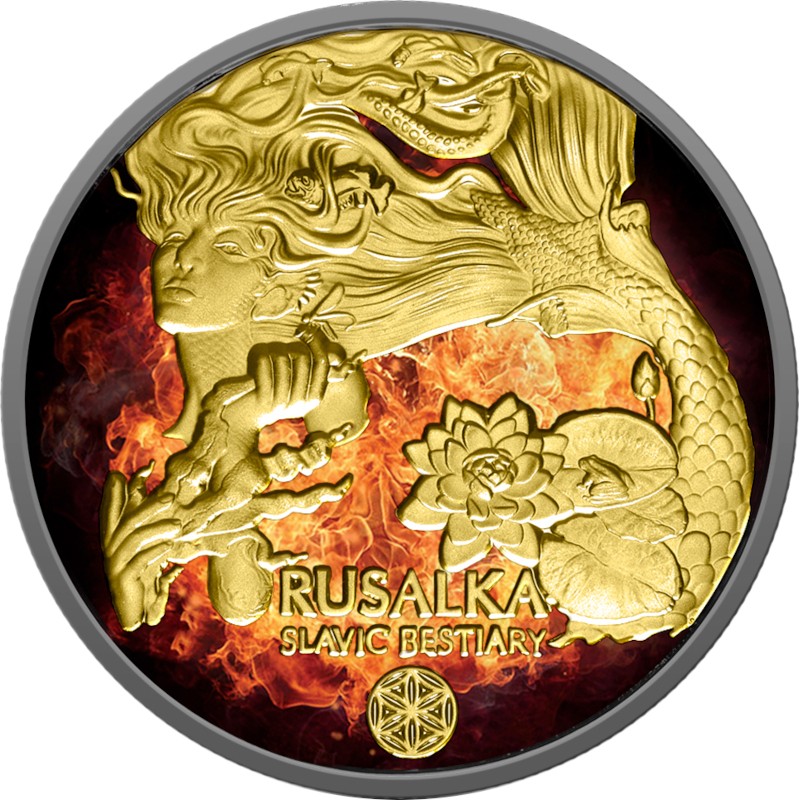 Srebrna moneta kolekcjonerska Płonąca Rusałka Bestie Słowiańskie BU 1000 Franków